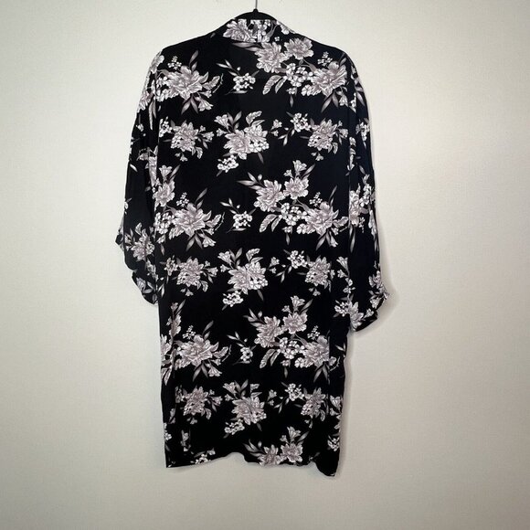Spiritual Gangster Womens Maya Kimono Robe One Size Black Floral Lightweight - Picture 2 of 9
